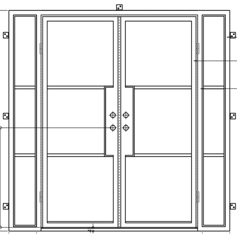 Pre-Order Light 3 - Double w/ Sidelights-Steel French Doors-Black Diamond Iron Doors