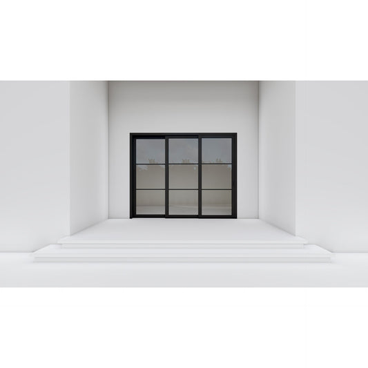 Pre-Order Light 3 - 3 Panel Sliding Door-Steel Sliding Doors-Black Diamond Iron Doors