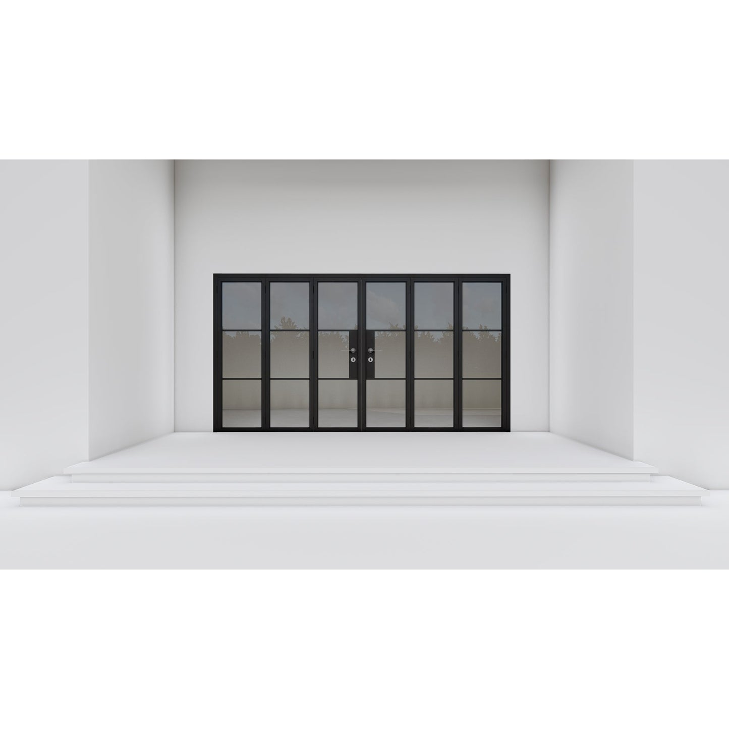 Pre-Order Light 3 - 3+3 Panel Bi-Fold Door-Steel Bi-Fold Doors-Black Diamond Iron Doors