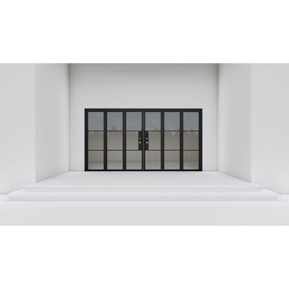 Pre-Order Light 3 - 3+3 Panel Bi-Fold Door-Steel Bi-Fold Doors-Black Diamond Iron Doors