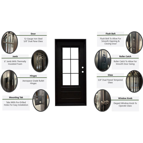 Chicago 5 Single-Wrought Iron Doors-Black Diamond Iron Doors
