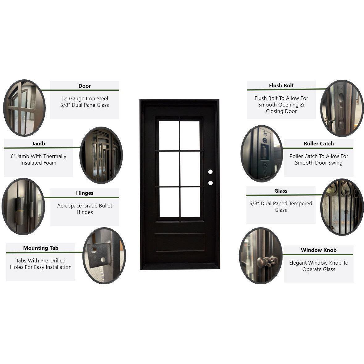 Pre-Order Charleston-Thermally Broken Doors-Black Diamond Iron Doors