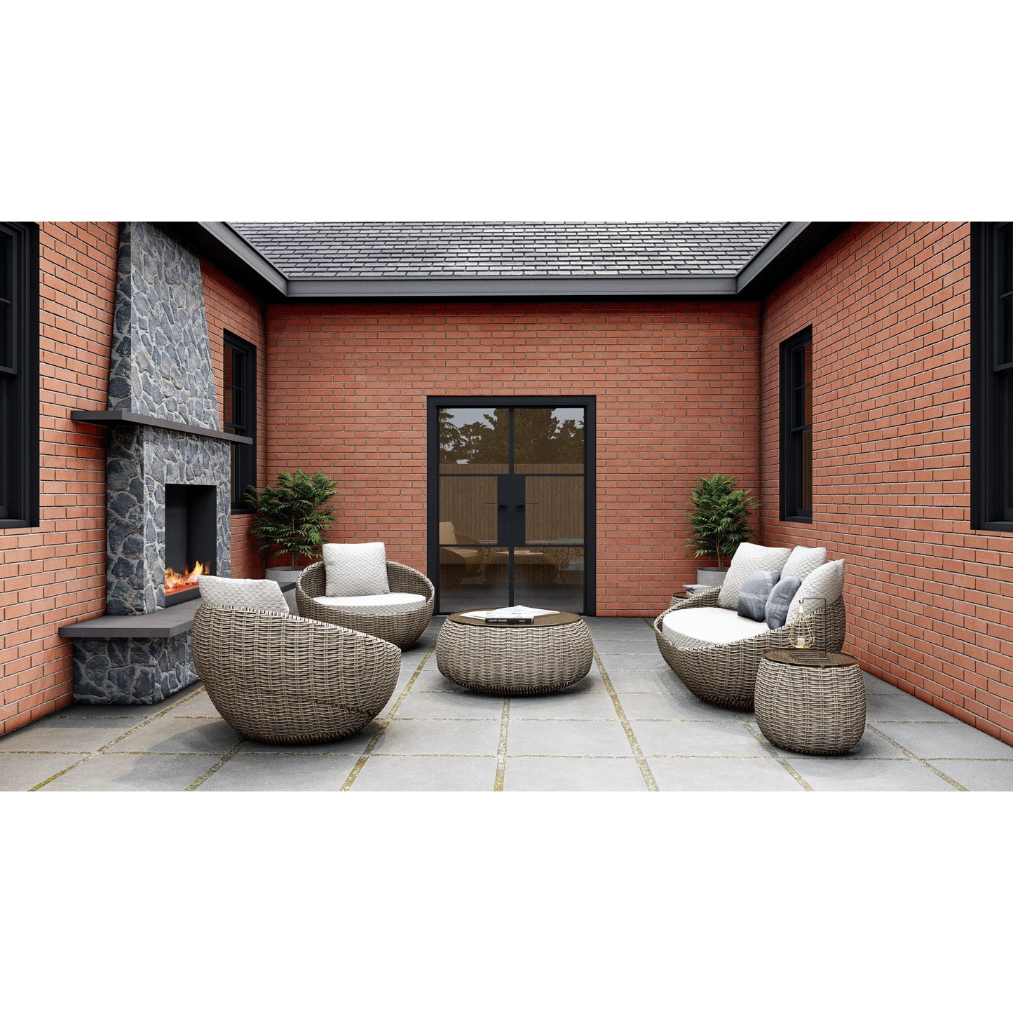 Light 3 - Double-Steel French Doors-Black Diamond Iron Doors