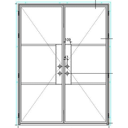Pre-Order Light 3S Interior Double (No Threshold) (Cold Rolled Steel)-Slim Cold Rolled Steel Doors-Black Diamond Iron Doors