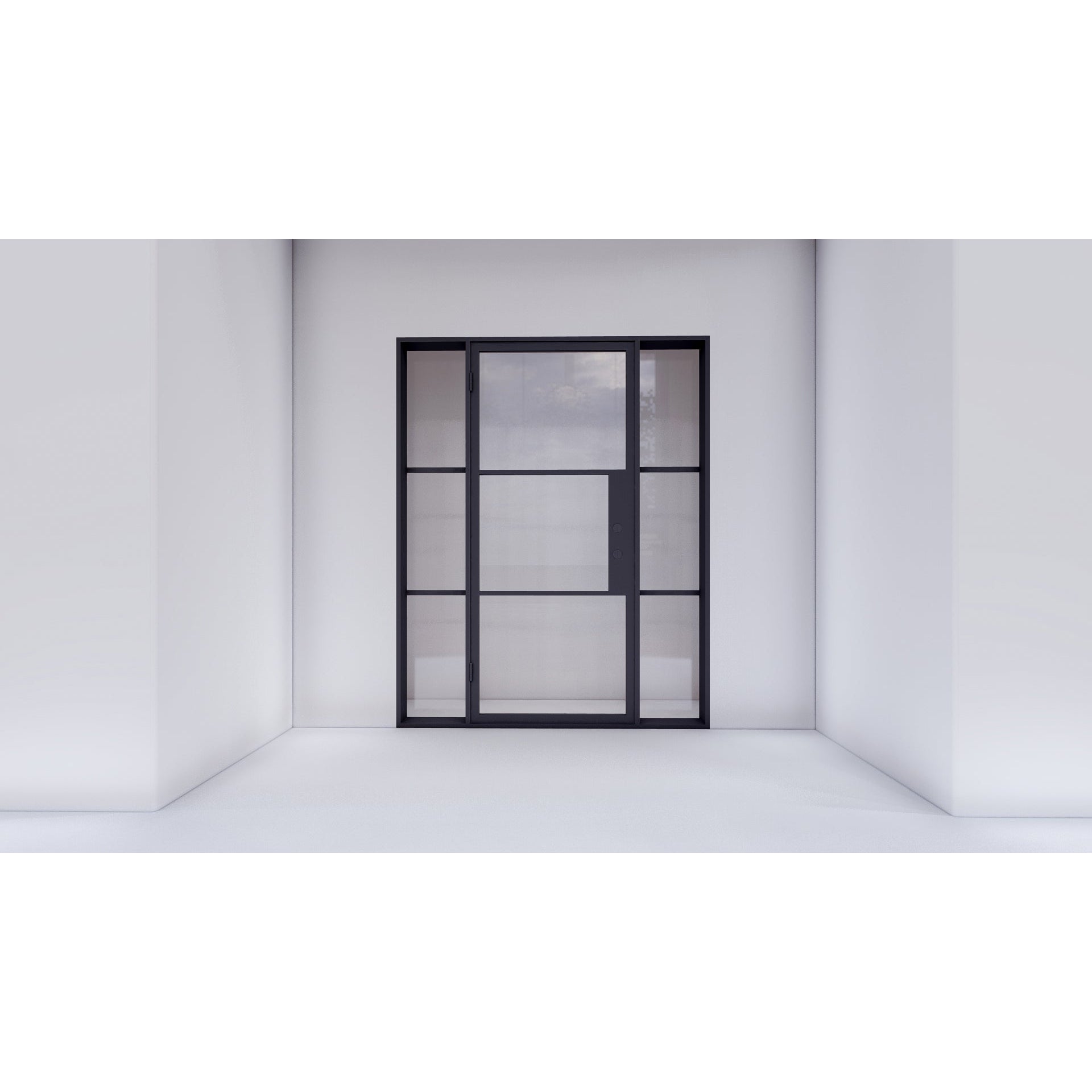 Pre-Order Light 3 - Single w/ Sidelights-Steel French Doors-Black Diamond Iron Doors