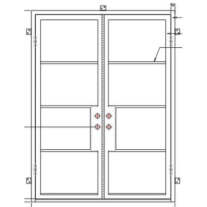 Pre-Order Light 4 - Double (Thermally Broken)-Thermally Broken Doors-Black Diamond Iron Doors