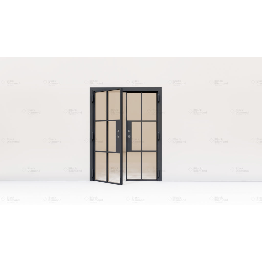 Pre-Order Light 6S Interior Double (No Threshold) (Cold Rolled Steel)-Slim Cold Rolled Steel Doors-Black Diamond Iron Doors