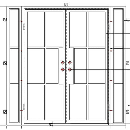 Pre-Order Light 6 - Double w/ Sidelights (Thermally Broken)-Thermally Broken Doors-Black Diamond Iron Doors