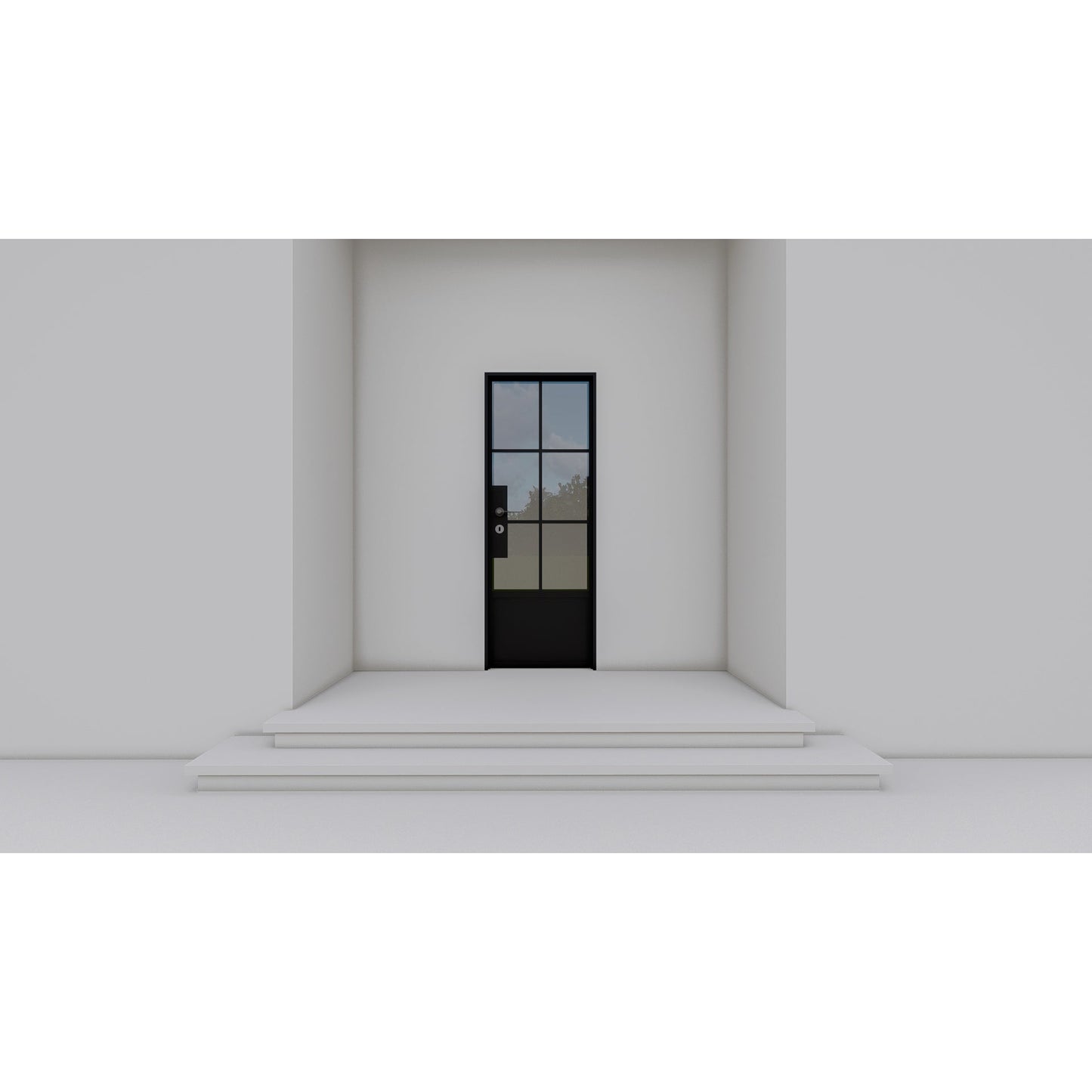 Pre-Order Light 6 w/ Kickplate - Single-Steel French Doors-Black Diamond Iron Doors