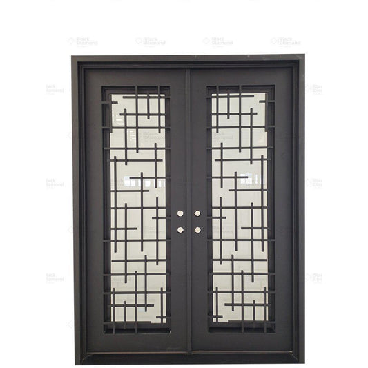 Milan Double-Wrought Iron Doors-Black Diamond Iron Doors