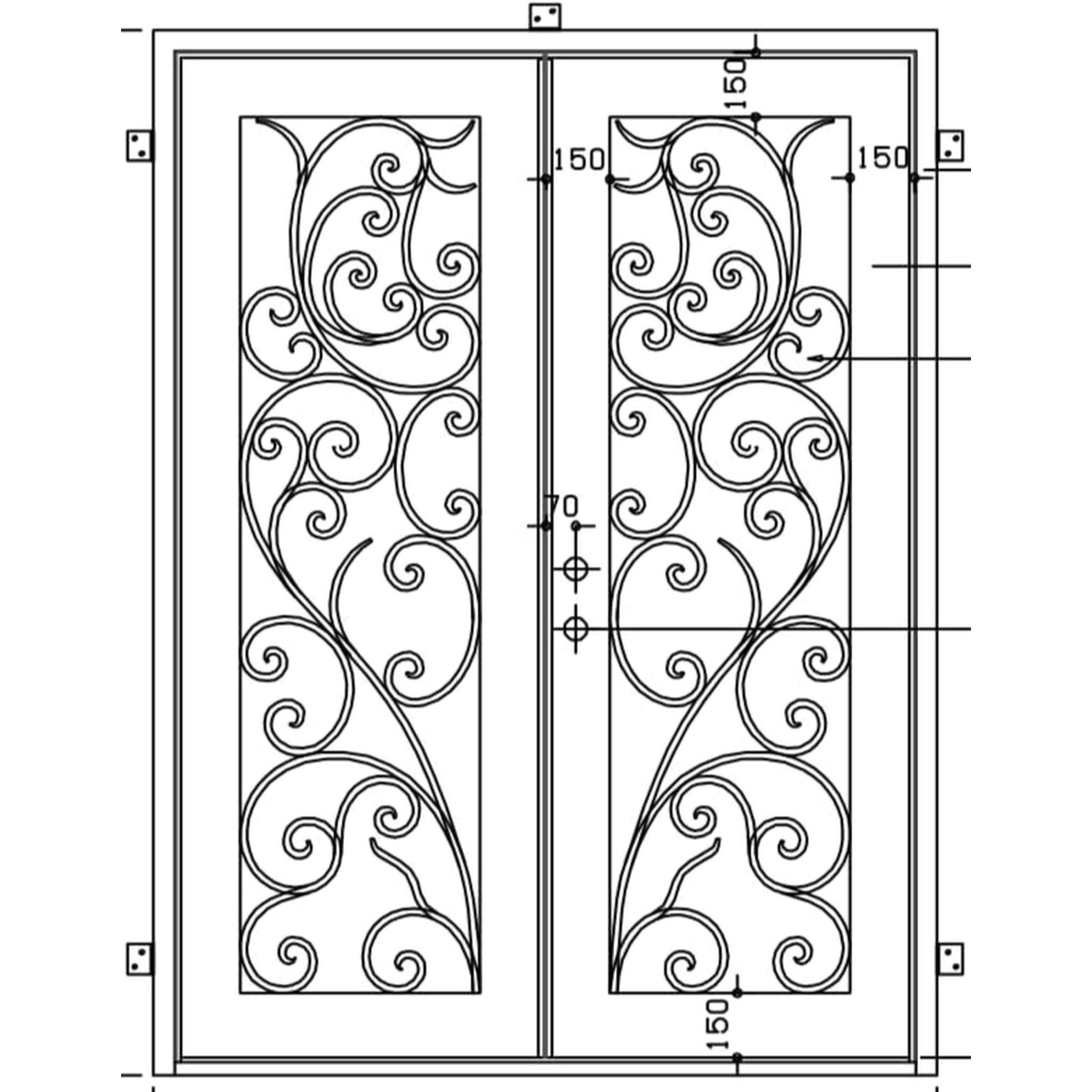 Pre-Order New Orleans-Wrought Iron Doors-Black Diamond Iron Doors