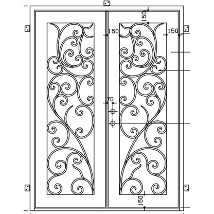 Pre-Order New Orleans-Wrought Iron Doors-Black Diamond Iron Doors