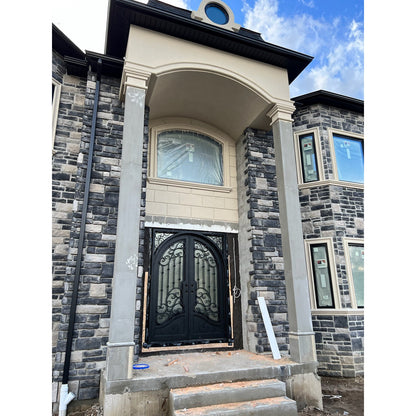 Pre-Order: Dallas Double (Cold Weather + Thermal Break) | Wrought Iron Door (Ships 16-18 Weeks)