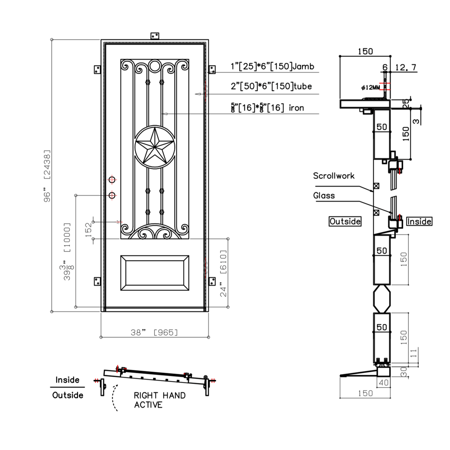 Pre-Order: Killington | Wrought Iron Door (Ships 16-18 Weeks)