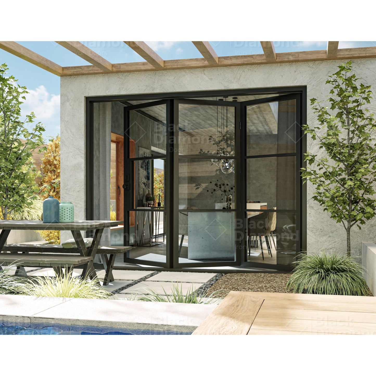 Pre-Order: Light 3 - 3 Panel | Steel Bi-Fold Doors (Ships 16-18 Weeks)