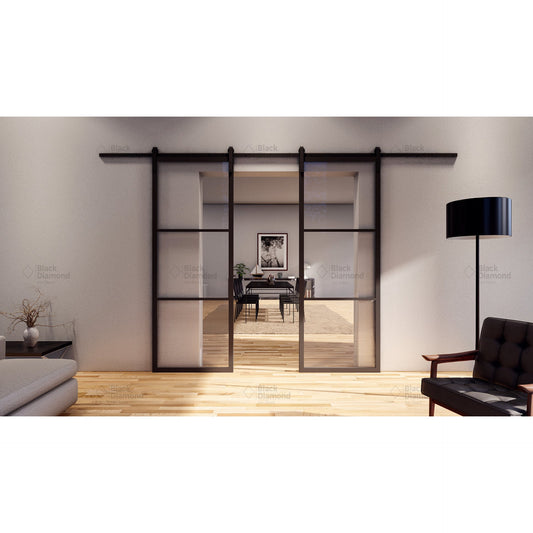 Pre-Order: Light 3 Barn Door - Double | Steel Interior Doors (Ships 16-18 Weeks)