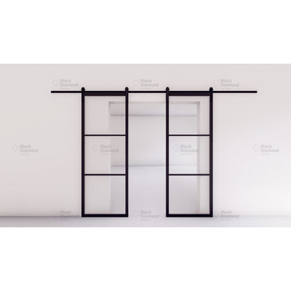 Pre-Order: Light 3 Barn Door - Double | Steel Interior Doors (Ships 16-18 Weeks)
