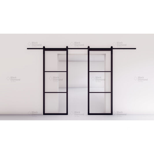 Pre-Order: Light 3 Barn Door - Double | Steel Interior Doors (Ships 16-18 Weeks)