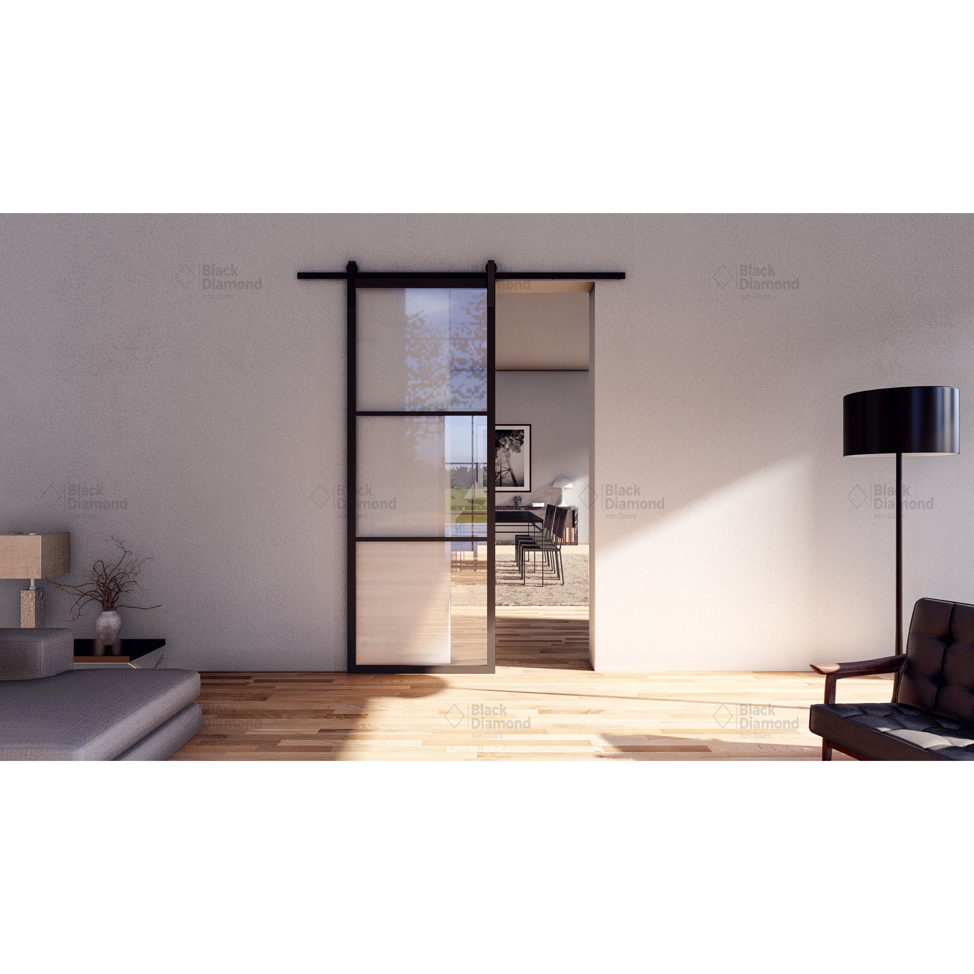 Pre-Order: Light 3 Barn Door - Single | Steel Interior Doors (Ships 16-18 Weeks)