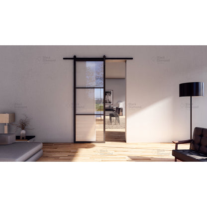 Pre-Order: Light 3 Barn Door - Single | Steel Interior Doors (Ships 16-18 Weeks)