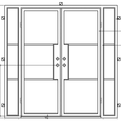Pre-Order: Light 3 - Double + Sidelights (Cold Weather + Thermal Break) | Steel French Doors (Ships 16-18 Weeks)