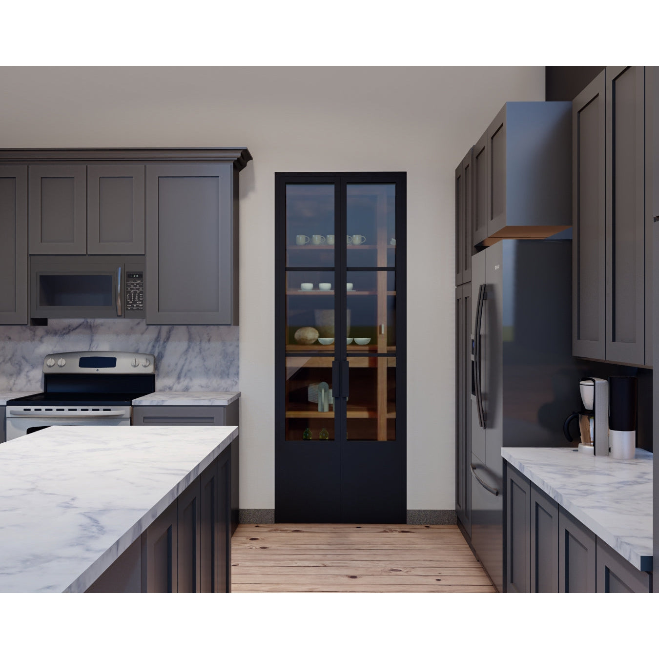 Pre-Order: Light 3 Interior - Double + Kickplate | Steel Interior Doors (Ships 16-18 Weeks)