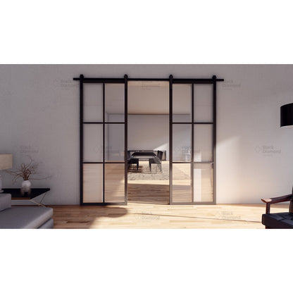 Pre-Order: Light 6 Barn Door - Double | Steel Interior Door (Ships 16-18 Weeks)
