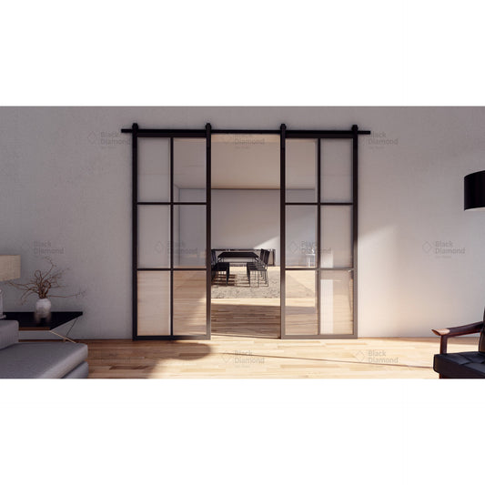 Pre-Order: Light 6 Barn Door - Double | Steel Interior Door (Ships 16-18 Weeks)