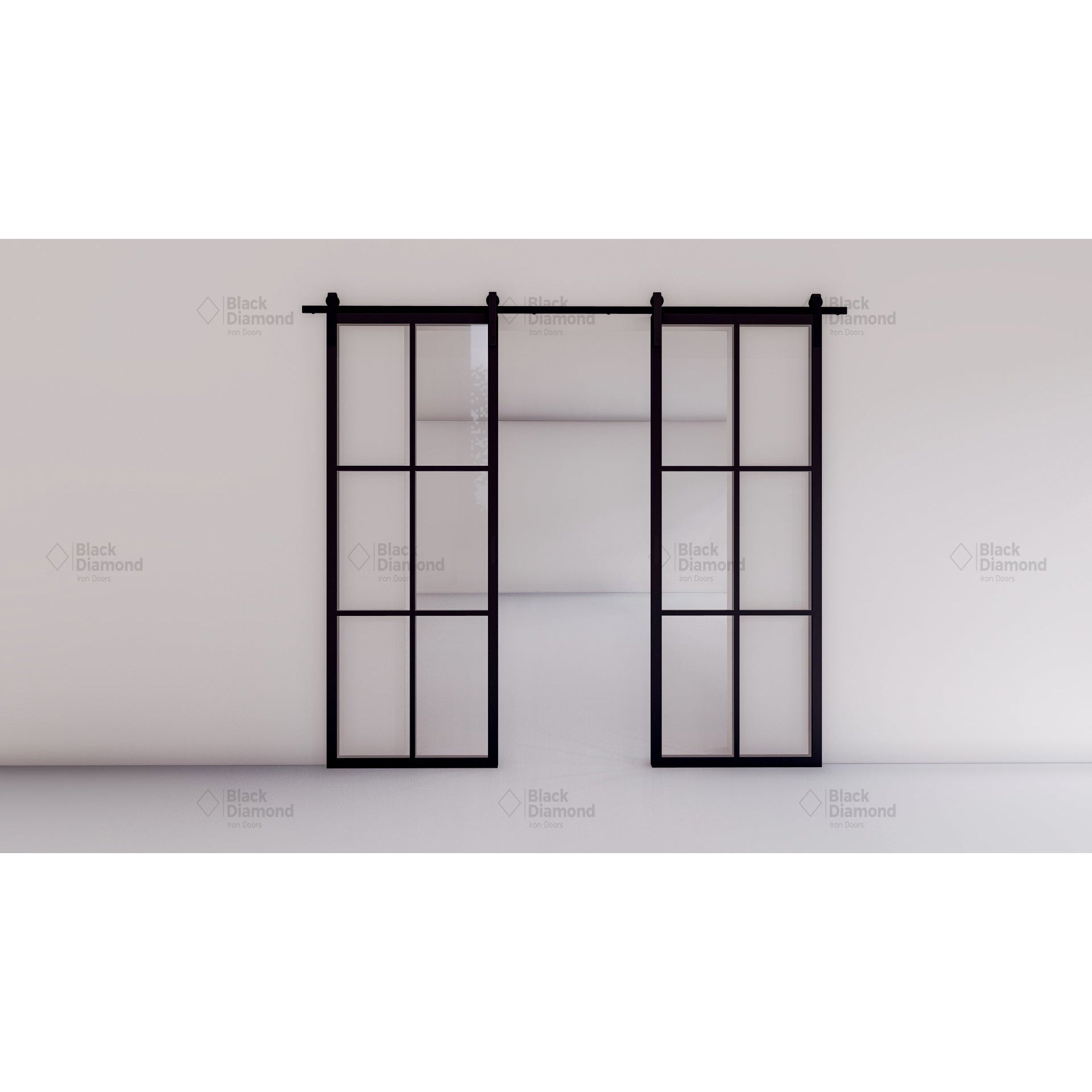 Pre-Order: Light 6 Barn Door - Double | Steel Interior Door (Ships 16-18 Weeks)