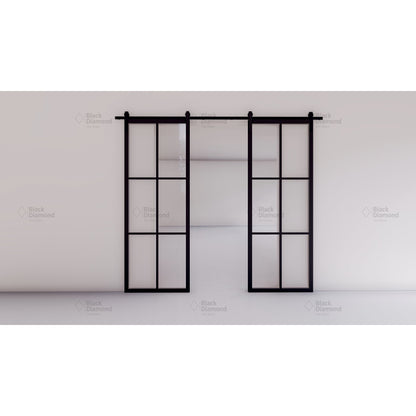 Pre-Order: Light 6 Barn Door - Double | Steel Interior Door (Ships 16-18 Weeks)