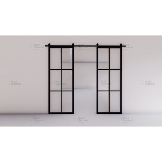 Pre-Order: Light 6 Barn Door - Double | Steel Interior Door (Ships 16-18 Weeks)