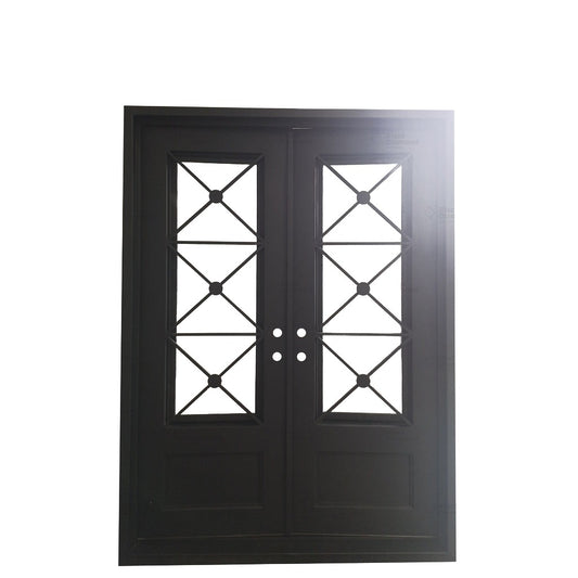 Snowflower Double-Wrought Iron Doors-Black Diamond Iron Doors