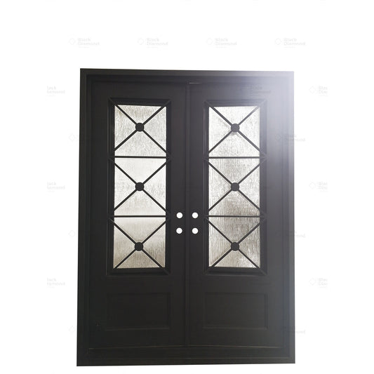 Snowflower Double-Wrought Iron Doors-Black Diamond Iron Doors