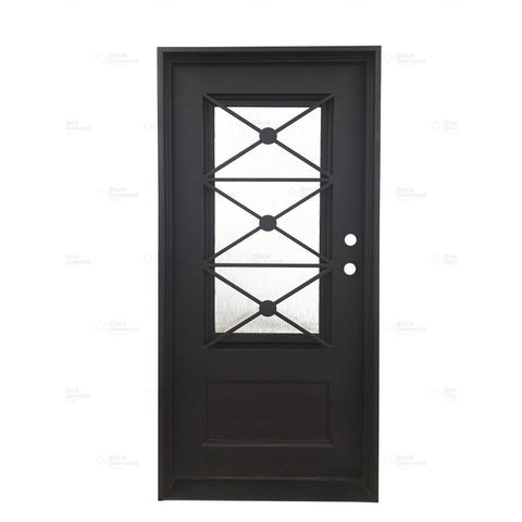 Snowflower Single-Wrought Iron Doors-Black Diamond Iron Doors