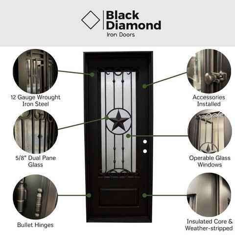 Dallas - Square-Arch (Arriving 6/1/23)-Wrought Iron Doors-Black Diamond Iron Doors