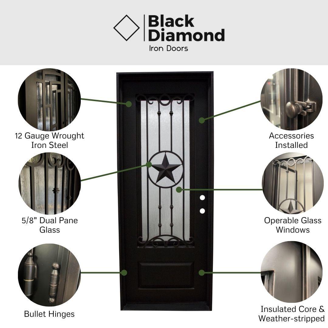 Pre-Order Cortina-Wrought Iron Doors-Black Diamond Iron Doors